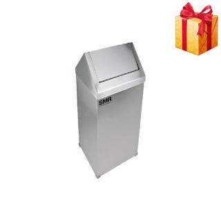 Cos de gunoi patrat cu capac batant, din inox, 36 litri