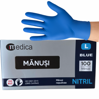 Cutie 100 buc Manusi Unica Folosinta din Nitril - Albastre, Marimea L