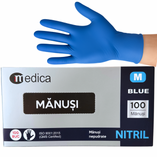 Cutie 100 buc Manusi Unica Folosinta din Nitril - Albastre, Marimea M