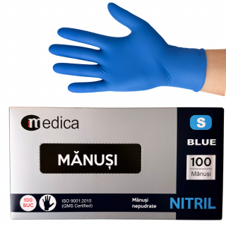 Cutie 100 buc Manusi Unica Folosinta din Nitril - Albastre, Marimea S