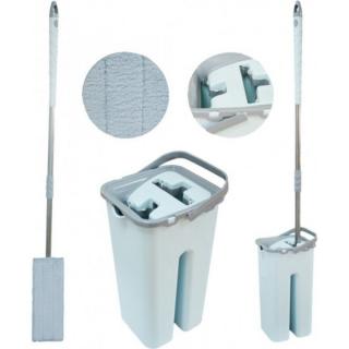 Set galeata cu mop plat din microfibra, cu doua compartimente, 8L