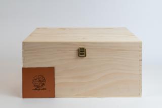 cutie pentru cadouri Six Pack din lemn natur cu piele