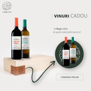 Pachet vin cadou: 2 sticle vin: Gotim Bru - Castel del Remei    +    Gotim Blanc - Castell del Remei + cutie lemn   Promotie vinuri cadou