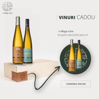 Pachet vin cadou: 2 sticle vin Riseling GC + Riesling Terroir + cutie lemn   Promotie vinuri cadou