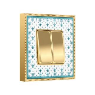 Intrerupator dublu portelan  BELLE EPOQUE GOLD AQUAMARINE