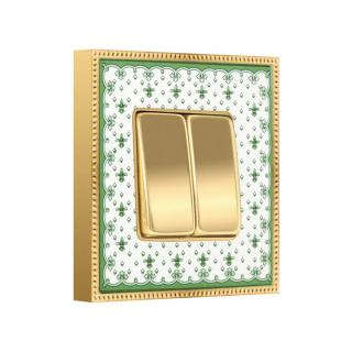 Intrerupator dublu portelan  BELLE EPOQUE GOLD GREEN