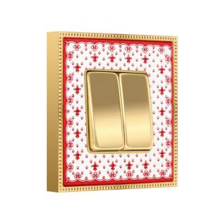 Intrerupator dublu portelan  BELLE EPOQUE GOLD GRID