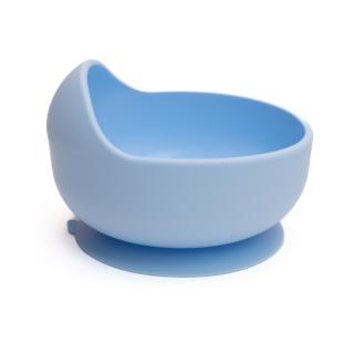 Bol rotund din silicon alimentar cu ventuza pentru diversificare, anti-alunecare, Melvelo - Baby Blue