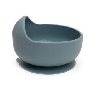 Bol rotund din silicon alimentar cu ventuza pentru diversificare, anti-alunecare, Melvelo - Teal Blue