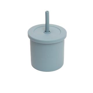 Cana anti-varsare din silicon alimentar cu pai, 2 in 1, pentru gustari sau lichide, 300ml, Melvelo - Teal Blue