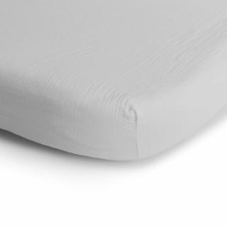 Cearceaf din bumbac cu elastic, pentru salteluta de patut 10 x 40 x 100, Small, Mushie - White