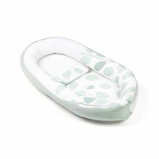 Doomoo - Baby Nest din bumbac organic Cocoon Leaves Aqua Green