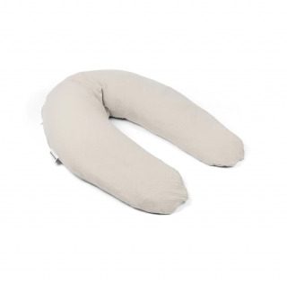 Doomoo - Perna mare 3 in 1 Comfy Big Tetra Almond din bumbac organic: perna gravide, suport pentru hranire, suport pentru bebe