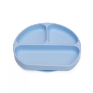 Farfurie diversificare divizata din silicon alimentar cu ventuza, anti-alunecare, Melvelo - Baby Blue