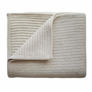 Patura tricotata 80 x 100 cm din 100% bumbac organic, Mushie, Ribbed - Beige Melange