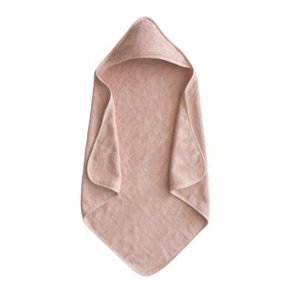 Prosop de baie cu gluga pentru bebelusi Mushie 77x77cm 100% Bumbac Organic - Blush