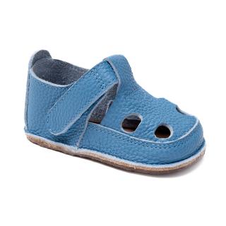 Sandale Barefoot Copii, primi pasi, piele naturala, talpa flexibila de cauciuc, Melvelo - Baby Blue