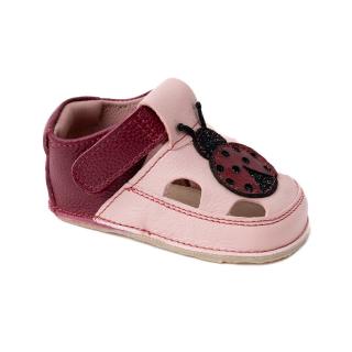 Sandale Barefoot Copii, primi pasi, piele naturala, talpa flexibila de cauciuc, Melvelo - Pink   Buburuza