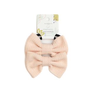 Set 2 elastice pentru par cu funda, bebe, Melvelo - Cream