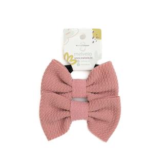 Set 2 elastice pentru par cu funda, bebe, Melvelo - Dusty Rose