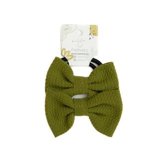 Set 2 elastice pentru par cu funda, bebe, Melvelo - Hunter Green