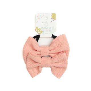 Set 2 elastice pentru par cu funda, bebe, Melvelo - Peach