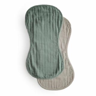 Set 2 protectii antiregurgitare pentru umar tip prosopel - salivare bebe, Mushie - Roman Green   Fog