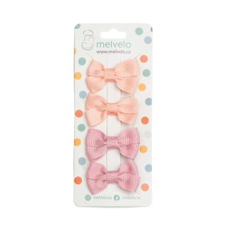 Set 4 clame cu funda pentru fetite, bicolor, Melvelo - Peach   Baby Pink