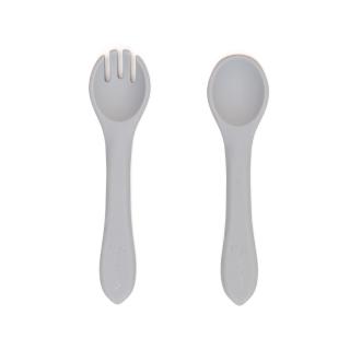 Set tacamuri Furculita + Lingurita din silicon alimentar, Melvelo - Gray