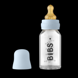 Sticla lapte anticolici cu biberon din latex - Set Complet Bibs Baby Blue 110 ml (flux scazut)