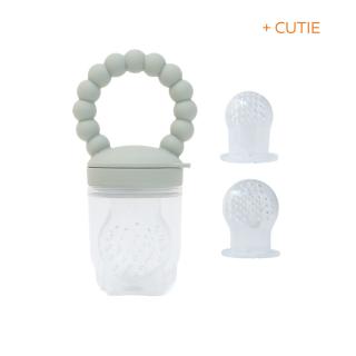 Suzeta fructe pentru bebelusi, tetina din silicon alimentar, + 6 luni, 2 tetine, Melvelo, Beads -Sage