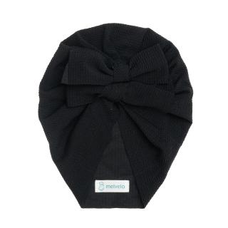 Turban  bebelusi cu doua funde, bumbac, Melvelo, Rice - Black