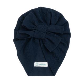 Turban  bebelusi cu doua funde, bumbac, Melvelo, Rice - Deep Space