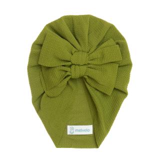 Turban  bebelusi cu doua funde, bumbac, Melvelo, Rice - Olive