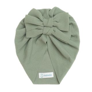 Turban  bebelusi cu doua funde, bumbac, Melvelo, Rice - Sage