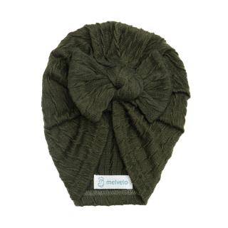 Turban bebelusi cu funda, bumbac, Knitwear - Hunter Green