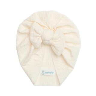 Turban bebelusi cu funda, bumbac, Melvelo, Dusk - Cream