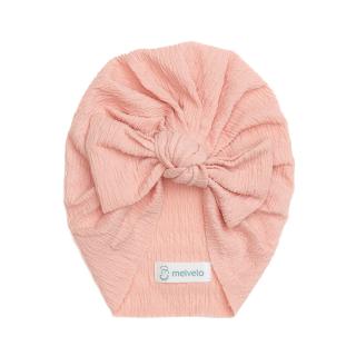 Turban bebelusi cu funda, bumbac, Melvelo, Dusk - Peach