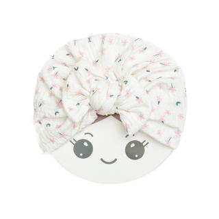 Turban bebelusi cu funda, bumbac, Melvelo, Dusk - Pink Flower