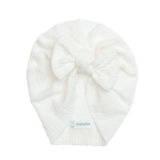 Turban bebelusi cu funda, bumbac, Melvelo, Dusk - White