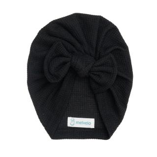 Turban bebelusi, cu funda, bumbac, Melvelo, Waffle - Black