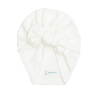 Turban bebelusi, cu funda, bumbac, Melvelo, Waffle - White