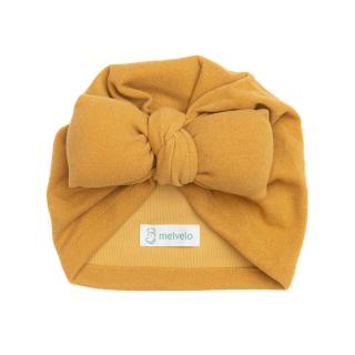 Turban bebelusi cu funda, casmir, Melvelo, Soft - Mustard