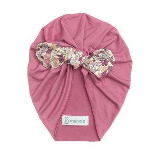 Turban bebelusi cu funda, poliester, Melvelo, Flower - Coral