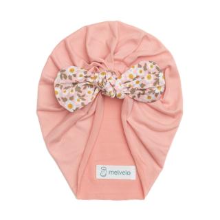 Turban bebelusi cu funda, poliester, Melvelo, Flower - Peach