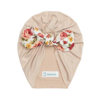 Turban bebelusi cu funda, poliester, Melvelo, Flower - Vanilla