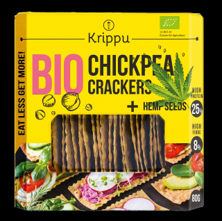 Crackers din naut cu seminte de canepa,BIO, vegan, 80g