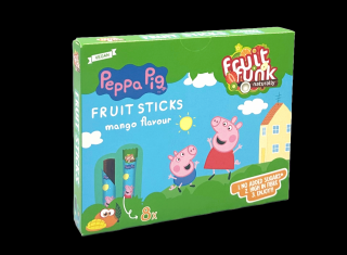 Sticks din fructe cu mango, Peppa Pig, vegan, fara zahar, 8x10 g, Fruitfunk