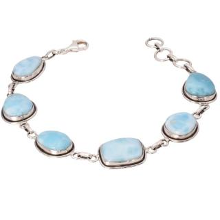 Bratara argint cu larimar Ecoul Oceanului 17-19 cm