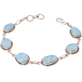 Bratara argint cu larimar Rapsodia Oceanului, 17-19 cm